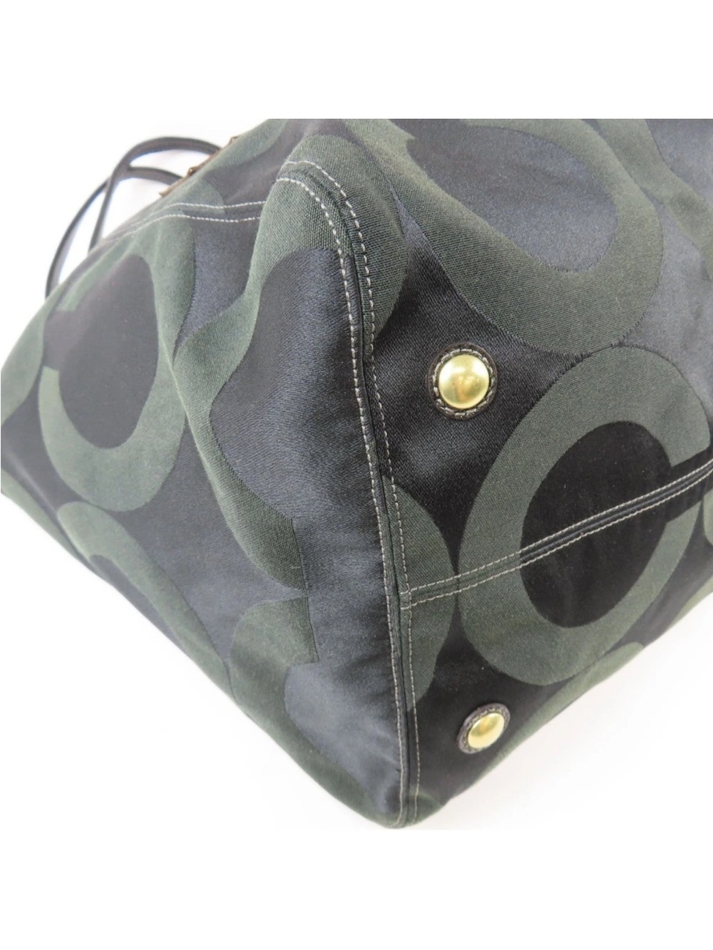 Coach Dark Green and Black Signature Tote with Gold Hardware - Picture 4 of 16